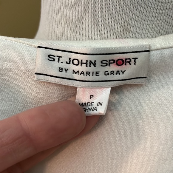 ST JOHN SPORT sz  12P Elegant Ecru Winter White Stretch Trim Gem Button NEW - Picture 6 of 16